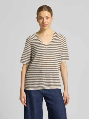 T-shirt z lnu z dekoltem w serek FYNCH-HATTON