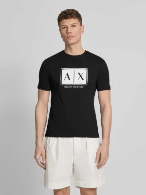 t-shirt z logo i okrągłym dekoltem Armani Exchange