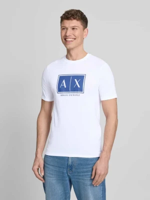 t-shirt z logo i okrągłym dekoltem Armani Exchange