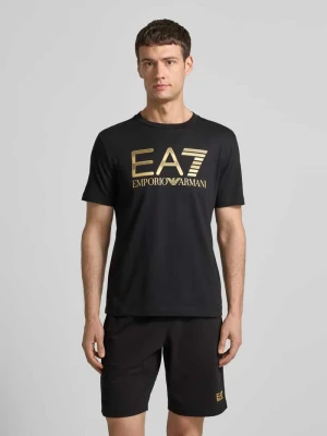 T-shirt z logo i okrągłym dekoltem EA7 Emporio Armani