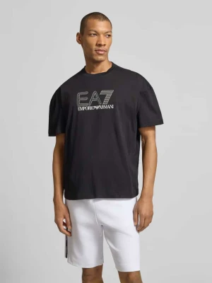 t-shirt z logo i okrągłym dekoltem EA7 Emporio Armani