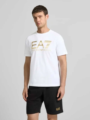 T-shirt z logo i okrągłym dekoltem EA7 Emporio Armani