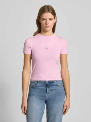 T-shirt z logo i okrągłym dekoltem Guess Jeans