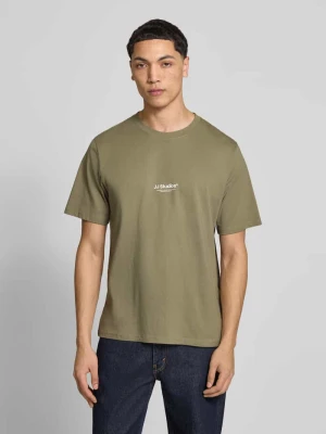 t-shirt z logo i okrągłym dekoltem jack & jones