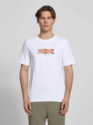 t-shirt z logo i okrągłym dekoltem Jack&Jones Biały