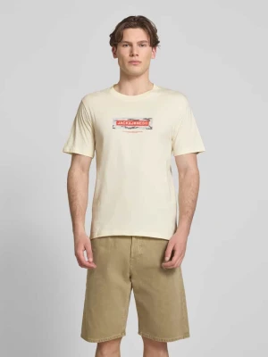 t-shirt z logo i okrągłym dekoltem Jack&Jones Écru