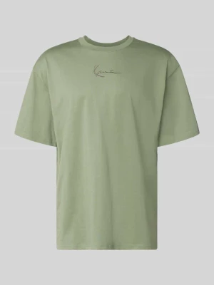 t-shirt z logo i okrągłym dekoltem Karl Kani Oliwkowy