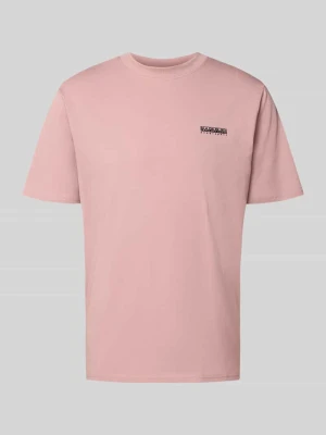 T-shirt z logo i okrągłym dekoltem Napapijri Brudnoróżowy