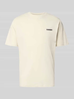 T-shirt z logo i okrągłym dekoltem Napapijri Złamany biały