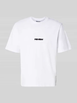 t-shirt z logo i okrągłym dekoltem REVIEW
