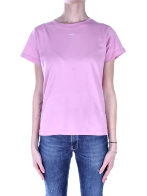 T-shirt z Logo z Przodu w Różowym Bawełnie Pinko