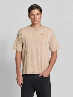 T-shirt z małym detal z logo Diesel Beżowy