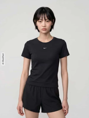 T-shirt z mieszanka modalu i bawełny Nike Czarny