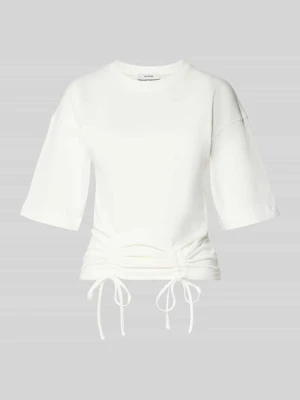 T-shirt z marszczeniami model 'MALLE' Topshop Złamany biały