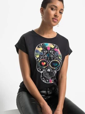 T-shirt z miękkiego materiału z domieszką wiskozy BonPrix czarny