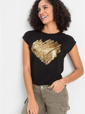 T-shirt z miękkiej mieszanki wiskozy BonPrix czarny