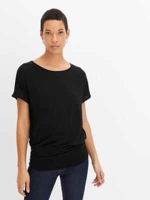 T-shirt z miękkiej mieszanki wiskozy BonPrix czarny