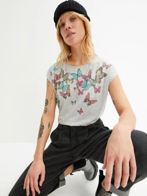 T-shirt z miękkiej mieszanki wiskozy BonPrix szary