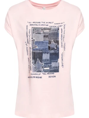 T-shirt z miękkiej mieszanki wiskozy BonPrix różowy