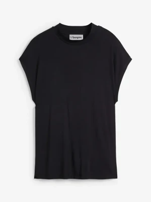 T-shirt z miękkiej wiskozy BonPrix czarny