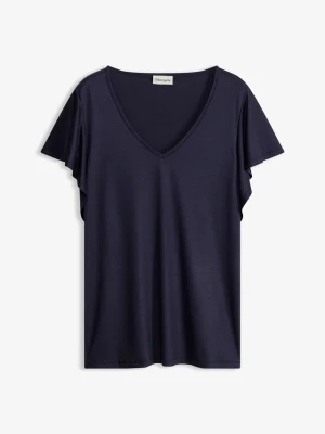 T-shirt z miękkiej wiskozy BonPrix niebieski