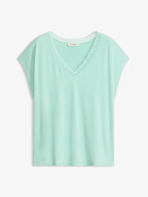 T-shirt z miękkiej wiskozy BonPrix zielony