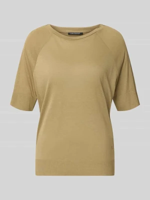 t-shirt z mieszanka lyocellu i bawełny z okrągły dekolt LUISA CERANO Oliwkowy
