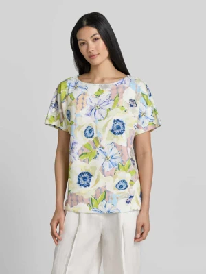T-shirt z mieszanka wiskozy we wzór na całej powierzchni Christian Berg Trawiasty zielony