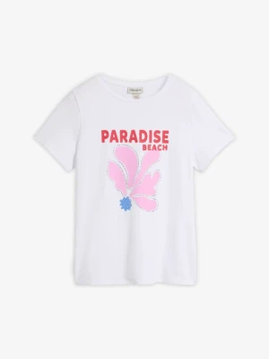 T-shirt z mieszanki bawełny BonPrix biały