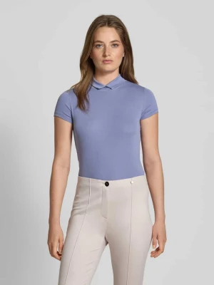 T-shirt z mieszanki bawełny i elastanu z golfem Marc Cain