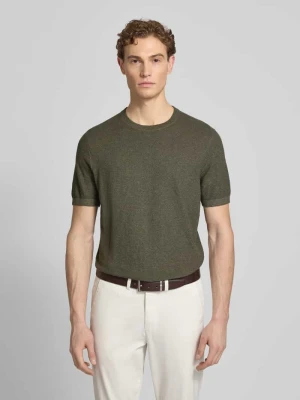 T-shirt z mieszanki bawełny i lnu Profuomo