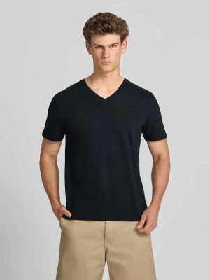 T-shirt z mieszanki bawełny i lnu z dekoltem w serek Superdry