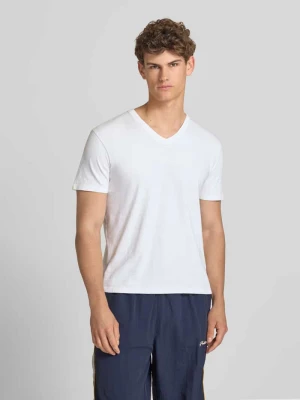 T-shirt z mieszanki bawełny i lnu z dekoltem w serek Superdry