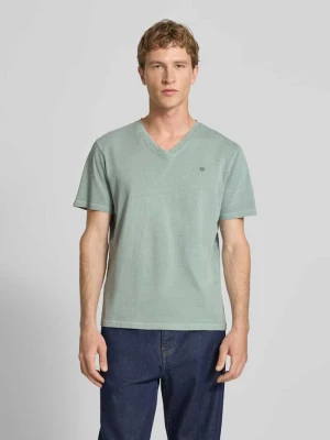 T-shirt z mieszanki bawełny i lnu z dekoltem w serek Superdry