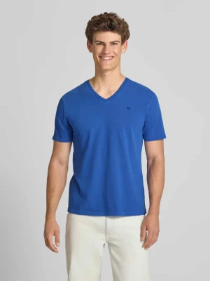 T-shirt z mieszanki bawełny i lnu z dekoltem w serek Superdry