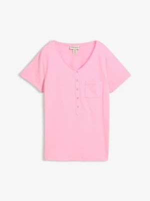T-shirt z mieszanki bawełny i wiskozy BonPrix różowy