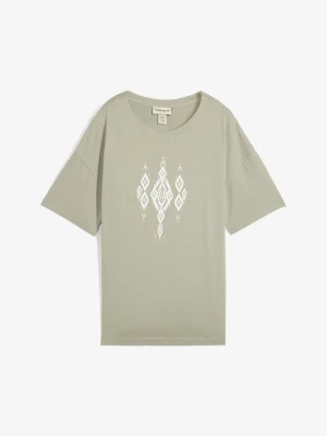 T-shirt z mieszanki bawełny i wiskozy BonPrix zielony