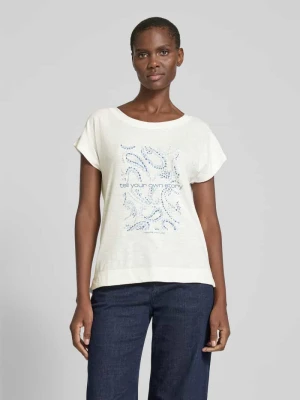 T-shirt z mieszanki bawełny i wiskozy z nadrukiem w artystycznym stylu s.Oliver RED LABEL