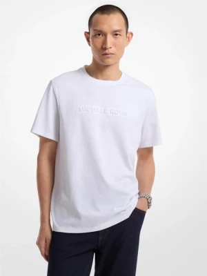 T-shirt z mieszanki bawełny z logo Michael Kors BIAŁY (Biały)