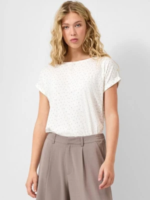 T-shirt z mieszanki modalu QS kremowy