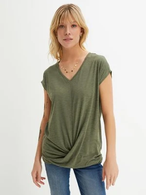 T-shirt z mieszanki wiskozy BonPrix zielony