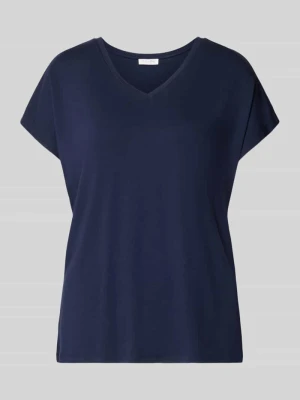 t-shirt z mieszanki wiskozy i elastanu z dekoltem w serek Christian Berg Ciemnoniebieski