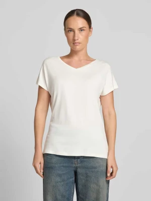 t-shirt z mieszanki wiskozy i elastanu z dekoltem w serek Christian Berg Złamany biały