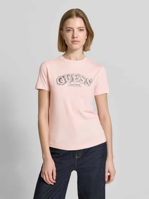 t-shirt z mieszanki wiskozy i elastanu z logo GUESS Activewear