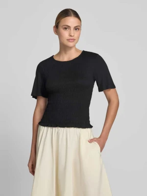 T-shirt z mieszanki wiskozy i elastanu z marszczonymi detalami comma