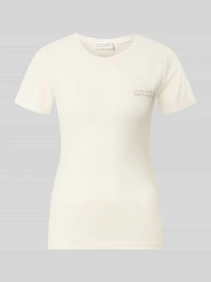 T-shirt z mieszanki wiskozy i elastanu z wyhaftowanym logo Guido Maria Kretschmer Biały