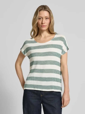T-shirt z mieszanki wiskozy w kroju regular fit model 'WIDE STRIPE' Vero Moda Trzcinowy