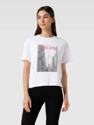T-shirt z mieszanki wiskozy z nadrukiem z motywem Emporio Armani