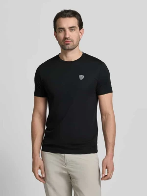 T-shirt z mieszanki wiskozy z naszywką z logo EA7 Emporio Armani Czarny