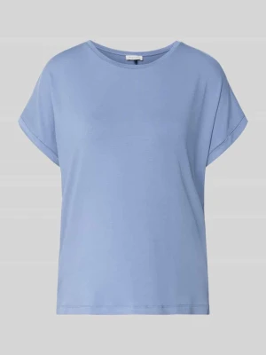 T-shirt z mieszanki wiskozy z okrągłym dekoltem Christian Berg Jeansowy niebieski